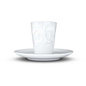 Biela maškrtná porcelánová šálka na espresso s tanierikom 58products, objem 80 ml vyobraziť
