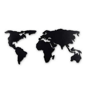 Čierna nástenná kovová dekorácia World Map XL vyobraziť