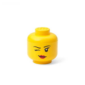 Žltá úložná škatuľa v tvare hlavy LEGO® whinky, 10, 5 x 10, 6 x 12 cm vyobraziť