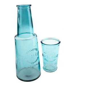 Modrá sklenená karafa s pohárom, 800 ml vyobraziť