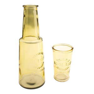 Žltá sklenená karafa s pohárom, 800 ml vyobraziť