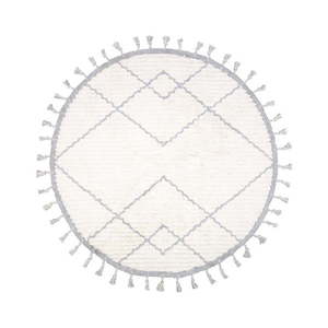 Bielo-sivý bavlnený ručne vyrobený koberec Nattiot Come, ø 120 cm vyobraziť