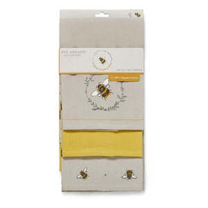 Súprava 3 béžovo-žltých bavlnených kuchynských utierok Cooksmart ® Bumble Bees vyobraziť