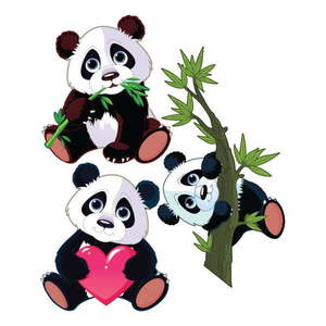 Sada 3 nástenných detských samolepiek Ambiance Panda vyobraziť