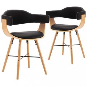 Jedálenská stolička 2 ks ohýbané drevo / umelá koža Dekorhome Čierna / svetlohnedá vyobraziť