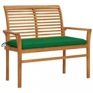 Záhradná lavica s poduškou 112 cm Dekorhome Zelená vyobraziť