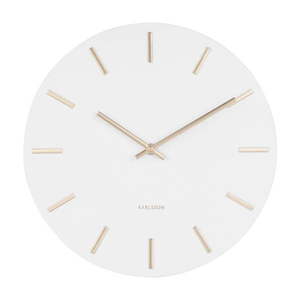 Biele nástenné hodiny s ručičkami v zlatej farbe Karlsson Charm, ø 30 cm vyobraziť