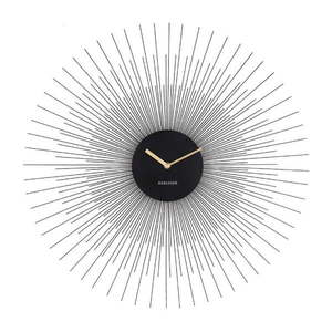 Čierne nástenné hodiny Karlsson Peony Large, ø 60 cm vyobraziť