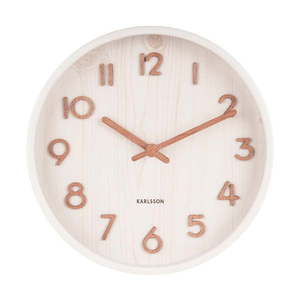 Biele nástenné hodiny z lipového dreva Karlsson Pure Small, ø 22 cm vyobraziť