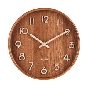 Hnedé nástenné hodiny z lipového dreva Karlsson Pure Small, ø 22 cm vyobraziť