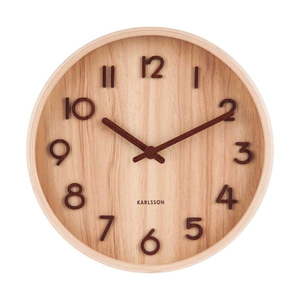 Svtlohnedé nástenné hodiny z lipového dreva Karlsson Pure Small, ø 22 cm vyobraziť