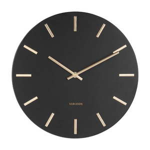 Čierne nástenné hodiny s ručičkami v zlatej farbe Karlsson Charm, ø 30 cm vyobraziť