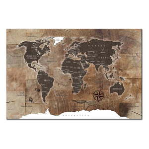 Nástenka s mapou sveta Bimago Wooden Mosaic 120 × 80 cm vyobraziť