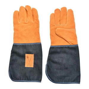 Modro-oranžové záhradnícke rukavice s ochranou zápästia Esschert Design Denim vyobraziť