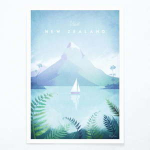 Plagát Travelposter New Zealand, 30 x 40 cm vyobraziť