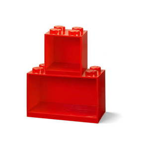 Súprava 2 detských červených nástenných políc LEGO® Brick vyobraziť