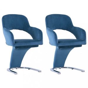 Jedálenská stolička 2 ks zamat / chróm Dekorhome Modrá vyobraziť