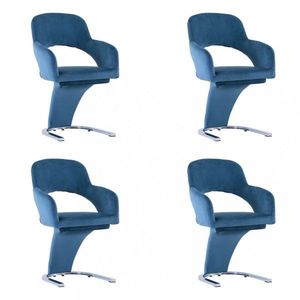 Jedálenská stolička 4 ks zamat / chróm Dekorhome Modrá vyobraziť