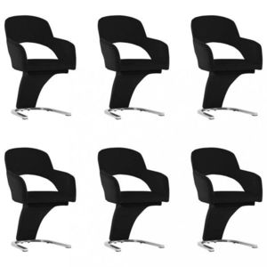 Jedálenská stolička 6 ks zamat / chróm Dekorhome Čierna vyobraziť