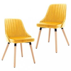 Jedálenská stolička 2 ks zamat / buk Dekorhome Žltá vyobraziť