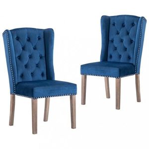 Jedálenská stolička 2 ks zamat / kaučukovník Dekorhome Modrá vyobraziť