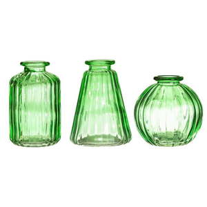 Súprava 3 zelených sklenených váz Sass & Belle Bud vyobraziť
