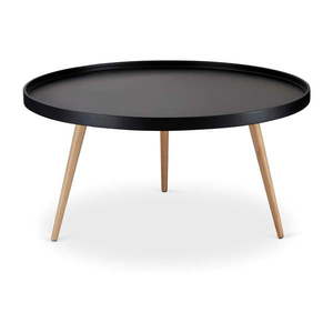 Čierny konferenčný stolík s nohami z bukového dreva Furnhouse Opus, ø 90 cm vyobraziť