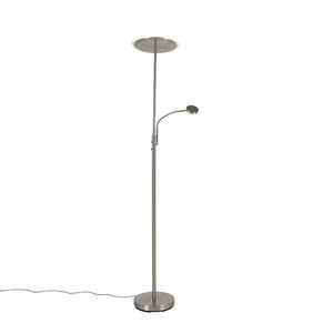 Moderná stojaca lampa z ocele vrátane LED s diaľkovým ovládaním a čítacím ramenom - Strela vyobraziť