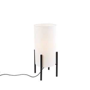 Dizajnová stolná lampa čierna ľanové tienidlo biela - Rich vyobraziť