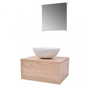 Kúpeľňový set 3 ks Dekorhome Prírodné drevo vyobraziť