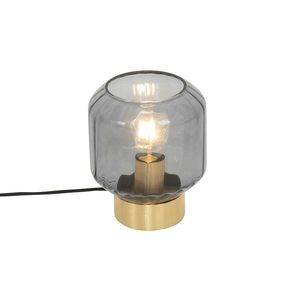 Dizajnová stolná lampa mosadz s dymovým sklom - Stiklo vyobraziť