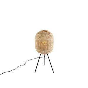 Orientálna stolová lampa čierna s lanom - Riki vyobraziť