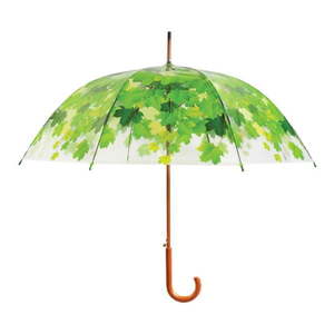 Transparentný dáždnik s rúčkou so zelenými detailmi Esschert Design Ambiance Birdcage Leaf, ⌀ 92, 5 cm vyobraziť