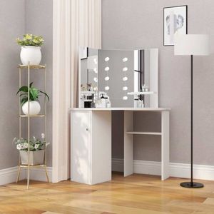 Rohový toaletný stolík s LED Dekorhome Biela vyobraziť