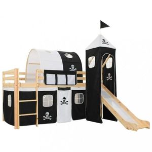 Detská poschodová posteľ pirátska pevnosť so šmýkačkou Dekorhome Borovica vyobraziť