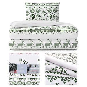 Bavlnená posteľná bielizeň Hollie bielo-zelená vyobraziť