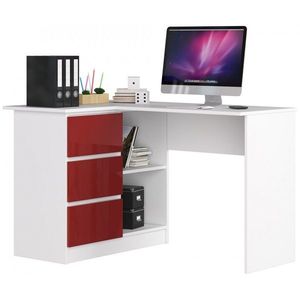 Rohový písací stôl B16 124 cm biely/červený ľavý vyobraziť