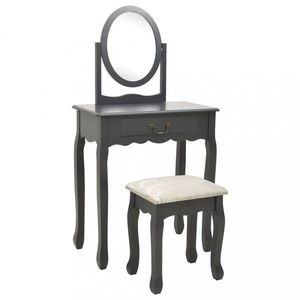 Toaletný stolík s taburetom Dekorhome Sivá vyobraziť