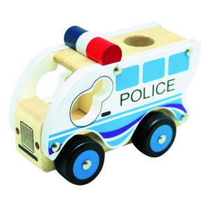 Bino Drevené auto Polícia, modrá vyobraziť