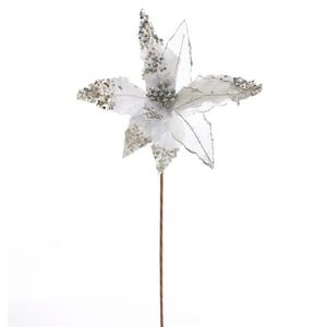 Vianočný trblietavý kvet strieborná, 50 x 32 cm vyobraziť