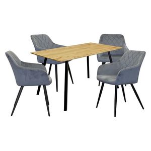 Jedálenský stôl BERGEN dub + 4 stoličky DIAMANT sivý zamat vyobraziť