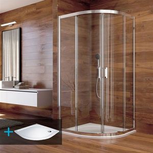 MEREO - Sprchovací set: LIMA, štvrťkruh, 100 cm, chróm ALU, sklo Číre, vanička z liatého mramoru CK608B63KM vyobraziť