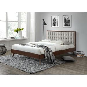 Drevená posteľ Solomo 160x200 manželská posteľ orech/béžová vyobraziť