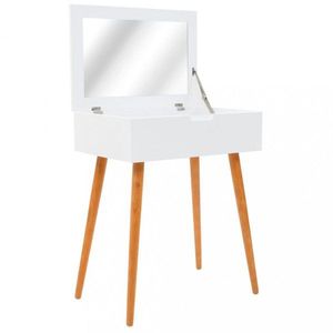 Toaletný stolík so zrkadlom biela / hnedá Dekorhome vyobraziť