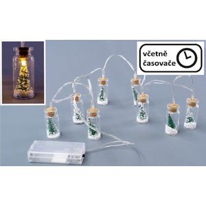 Nexos 65855 Vianočná dekoratívna reťaz - 8 LED, mini poháre so stromčekmi vyobraziť