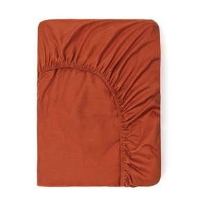 Tmavá oranžová bavlnená elastická plachta Good Morning, 160 x 200 cm vyobraziť