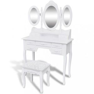 Toaletný stolík s taburetom biela Dekorhome vyobraziť