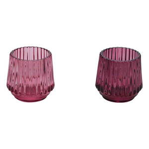 Súprava 2 ružových sklenených svietnikov na čajovú sviečku Ego Dekor, ø 7 cm vyobraziť