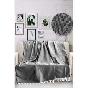 Čierny bavlnený pléd cez posteľ Viaden HN, 170 x 230 cm vyobraziť