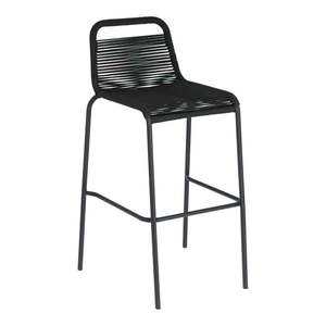 Čierna barová stolička s oceľovou konštrukciou Kave Home Glenville, výška 74 cm vyobraziť